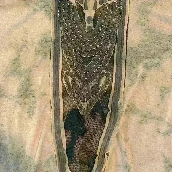 Women’s Embellished Top Size Small Fairy Boho Artsy Lagenlook Green Hippie - Picture 5 of 10